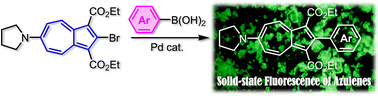 Graphical abstract: Azulenes exhibiting solid-state fluorescence: synthesis and photophysics of 2-aryl-6-pyrrolidinylazulenes