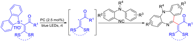 Graphical abstract: Visible-light-induced generation of alkenyl radicals from alkenyl sulfonium salts: direct synthesis of 11-alkenyl-substituted dibenzodiazepines