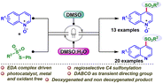 Graphical abstract: DABCO-directed EDA-complex mediated regioselective C4-sulfonylation of quinoline N-oxide