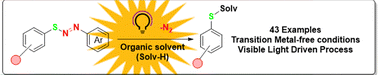 Graphical abstract: Synthesis of aryl sulfides via visible light-induced solventylation in diarylazo sulfides