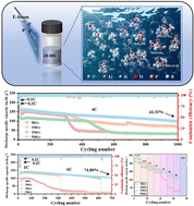 Graphical abstract: High energy electron beam irradiation on the electrolyte enables fast-charging of lithium metal batteries with long-term cycling stability