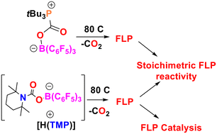 Graphical abstract: FLP-CO2 adducts: convenient sources of frustrated Lewis pairs for stoichiometric and catalytic chemistry
