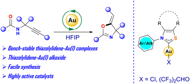 Graphical abstract: A straightforward approach to robust thiazolylidene gold complexes: efficient catalysts for propargylamide cycloisomerizations
