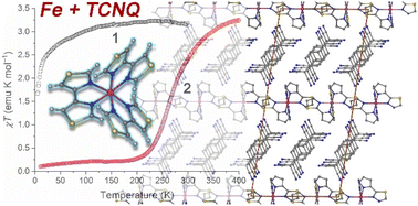 Graphical abstract: Spin-crossover semiconductors based on homoleptic tris-diimine Fe(ii) complexes with fractionally charged TCNQ˙δ− anions