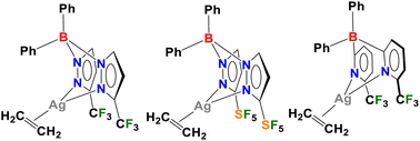 Graphical abstract: Fluorinated B-phenylated scorpionates as tunable platforms for stabilizing thallium(i) and silver(i)–ethylene complexes