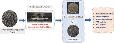 Graphical abstract: Enhancing millet-based analogue rice through sustainable cold plasma treatment: effects on mineral composition, structural, textural, cooking, and rheological properties