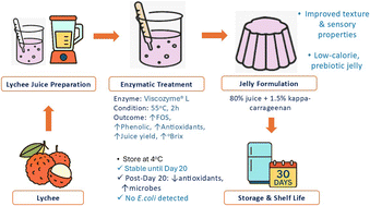 Graphical abstract: Enzymatic bioprocessing of lychee juice for fructooligosaccharide enhancement and sustainable functional jelly formulation