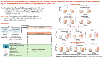 Graphical abstract: A randomised controlled study to investigate the cognitive, mood, metabolic and anti-inflammatory effects of chronic oyster mushroom intervention in healthy older adults