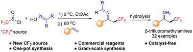 Graphical abstract: Trifluoromethanesulfinyl chloride: an effective trifluoromethyl radical source in the trifluoromethylimination of alkenes