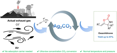 Graphical abstract: Carrier-free silver carbonate catalysis: in situ conversion of low-concentration CO2 in air and actual exhaust gas to oxazolidinones
