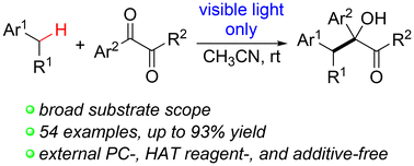 Graphical abstract: External photocatalyst- and additive-free visible light-driven direct benzylic C–H functionalization with 1,2-diketones