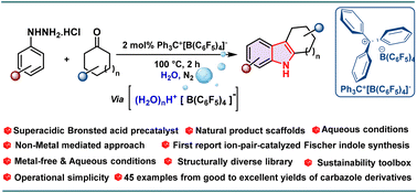 Graphical abstract: An ion-pair as a superacidic precatalyst for the synthesis of indole alkaloids: a novel entry into the Fischer indole synthesis
