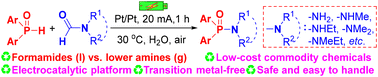 Graphical abstract: Replacing low-boiling-point amines: electrocatalytic phosphinamide synthesis with liquid formamide reagents