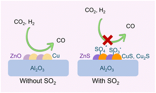 Graphical abstract: Deactivation mechanisms of Cu–Zn–Al2O3 in CO2 hydrogenation induced by SO2 exposure