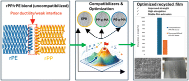 Graphical abstract: Model-based optimization of properties of post-consumer recycled PP/PE blends via compatibilization