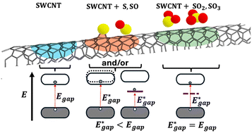 Graphical abstract: First-principles investigation of sulfur and sulfur-oxide compounds as potential optically active defects on (6,5) SWCNT
