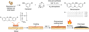 Graphical abstract: Cardanol-based benzoxazine and its potential with ammonium polyphosphate in flame-retardant coatings