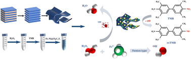 Graphical abstract: Bimetallic Ti3C2Tx with three synergistic catalytic pathways and enhanced dual enzyme activities for a visual sensing platform