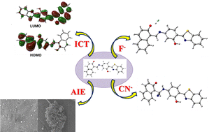 Graphical abstract: Multistate luminescent probe: ICT-driven dual ESIPT-AIE for selective fluoride and cyanide ion recognition