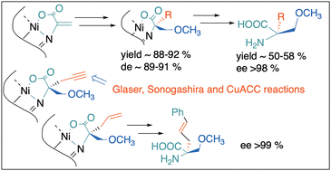 Graphical abstract: Strategy for synthesizing O-protected (S)-α-substituted serine analogs via sequential Ni(ii)-complex-mediated cross-coupling and cycloaddition reactions