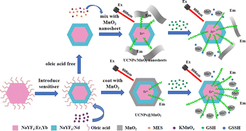 Graphical abstract: Highly sensitive upconversion fluorescence detection of glutathione using lanthanide-doped nanoparticles coated with MnO2