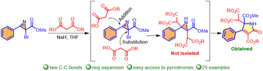 Graphical abstract: Cascade reaction of 2-bromo-2H-azirine-2-carboxylate with malonic esters: facile access to highly substituted pyrrolinones