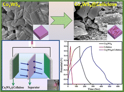 Graphical abstract: Sustainable Cu2WS4–cellulose composites for high-performance supercapacitors: synergistic effect of a metal sulfide and a biopolymer matrix