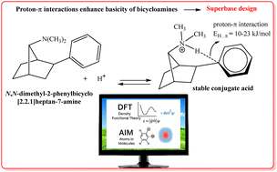 Graphical abstract: Proton–aromatic ring interactions and their role in enhancing proton affinity of bicycloamines: a DFT study
