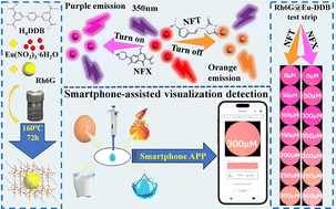 Graphical abstract: Dual-functional Rh6g@Eu-DDB as a fluorescence-enhanced ratiometric sensor for norfloxacin and a fluorescence turn-off sensor for nitrofurantoin in water and food samples