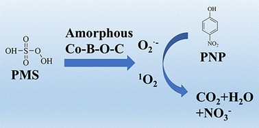 Graphical abstract: Effective activation of peroxymonosulfate to degrade p-nitrophenol (PNP) by Co–B–O–C amorphous materials prepared from 150 to 600 °C and room temperature Co–B–O–C solution catalysts