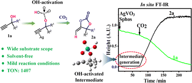 Graphical abstract: Metavanadate-mediated hydroxyl activation enhances reaction efficiency in the carboxylative cyclization of propargyl alcohol with CO2