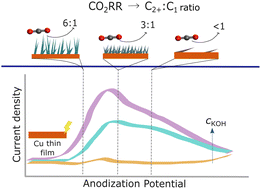 Graphical abstract: Nanostructuring copper thin film electrodes for CO2 electroreduction to C2+ products