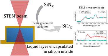 Graphical abstract: Electron beam oxidation of silicon nitride membranes in liquid phase transmission electron microscopy