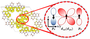 Graphical abstract: Variable π–d orbital hybridization in 2D transition metal–organic frameworks