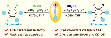 Graphical abstract: Iron-catalyzed regioselective reductive cyclotrimerization of alkynyl bromides to 1,2,4-substituted arenes and D3-arenes