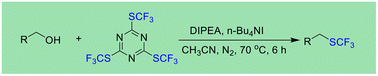 Graphical abstract: CF3S-triazine for dehydroxylative trifluoromethylthiolation of alcohols