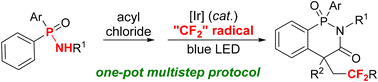 Graphical abstract: Rapid access to difluoroalkyl phosphinimide heterocycles and their preliminary biological activities toward the cathepsin D active site