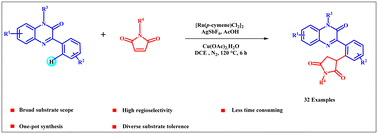 Graphical abstract: Ru(ii)-catalyzed site-selective N-directed C(sp2)–H alkylation of quinoxalinones with maleimide