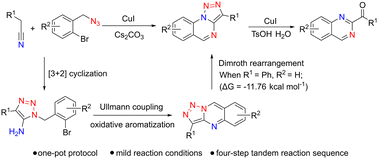 Graphical abstract: A facile synthesis of [1,2,3]triazolo[1,5-a]quinazolines via a copper-catalyzed tandem reaction and their denitrogenative transformation into 2-acyl-quinazolines