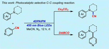 Graphical abstract: Base-dependent divergent α-cyanation and pyridylation of tertiary amines with cyanoaromatics
