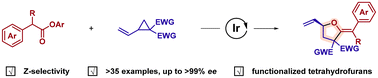 Graphical abstract: Ir-catalyzed asymmetric formal (3 + 2) cycloaddition of esters with vinylcyclopropanes