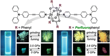 Graphical abstract: Multicolor and reversible stimuli-responsive luminescence of dumbbell-shaped Zn(ii) complexes with extended triphenylamine-attached ethynylpyridine terminals