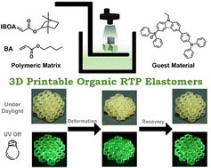Graphical abstract: 3D-Printable organic room-temperature phosphorescent elastomers based on N-ethylcarbazole derivatives