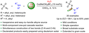 Graphical abstract: Highly stereoselective synthesis of N-sulfonyl amidines with calcium carbide as an acetylene source