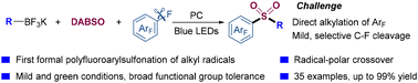 Graphical abstract: Photoredox-catalyzed three-component radical coupling of potassium alkyltrifluoroborates, DABSO and polyfluoroarenes