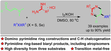 Graphical abstract: Chalcogen functionalized pyrimidine synthesis by three-component free radical chalcogenation and pyrimidine ring construction