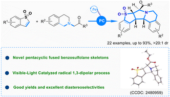 Graphical abstract: Visible-light photocatalyzed radical dipolar annulations for diastereoselective synthesis of pyrrolo[2,1-a] isoquinoline-fused benzosulfolane skeletons