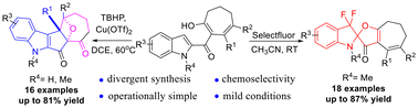 Graphical abstract: Divergent synthesis of spiro or fused indole derivatives tethered with seven-membered rings