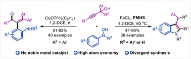 Graphical abstract: Lewis acid-catalyzed cascade via intercepted Meyer–Schuster O-allenylation and [3,3]-sigmatropic rearrangement: divergent synthesis of 2-alkenylanilines and indoles