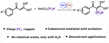 Graphical abstract: Photoinduced iridium-cobaloxime mediated alkene C(sp2)–CF2H cross-coupling: difluoromethylation of ketene dithioacetals